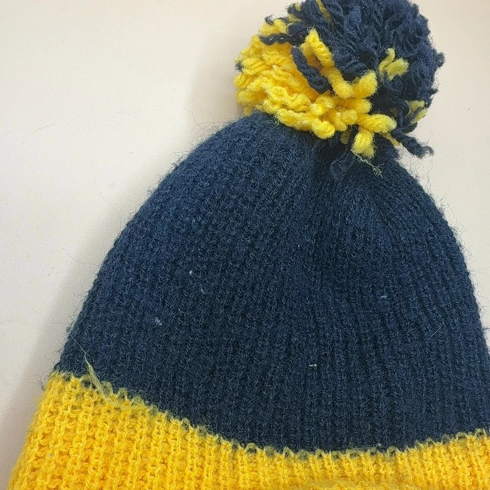 Pittsburgh Penguins Vintage Knit Beanie Navy Yellow Coca-Cola Patch